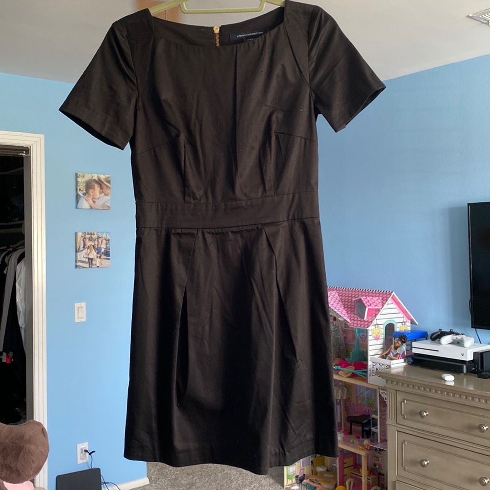 french connection black dress gold zipper